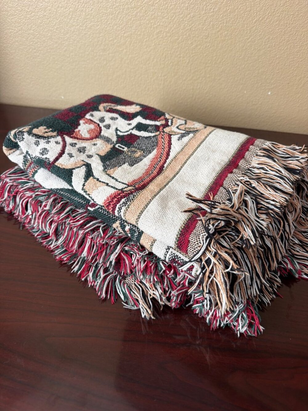 Vintage Fieldcrest Antique Toys Cotton Christmas Tapestry Throw Blanket 46 X 68 - Picture 11 of 13